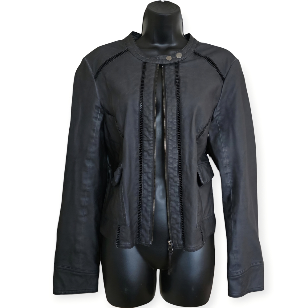 ☆Anthropologie Hei Hei Charcoal Gray  Leather Jacket☆